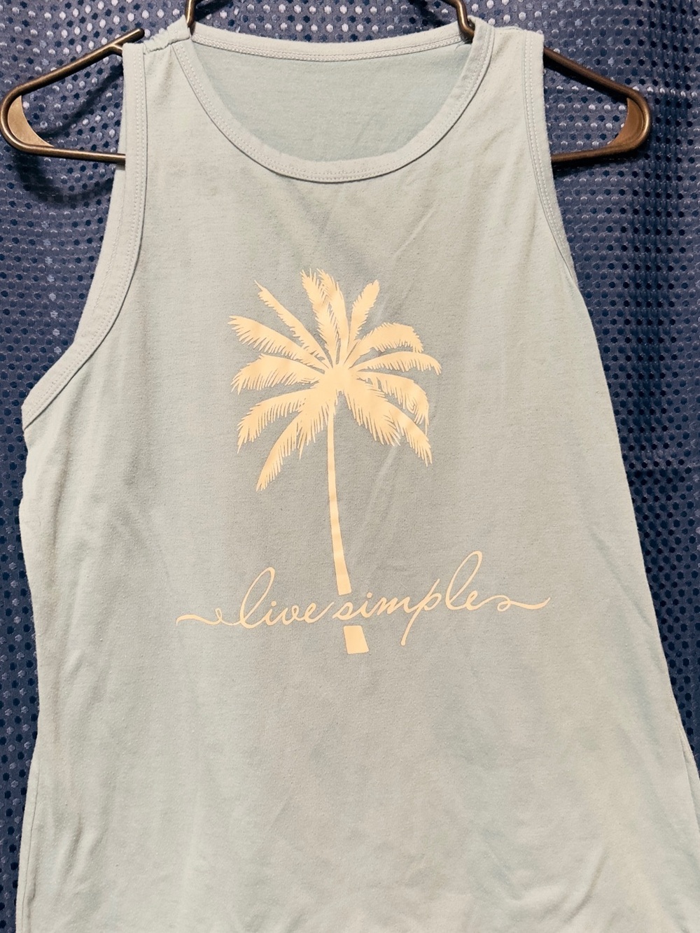 Light Aqua Palm Tree Graphic Tank Top - Live Simple